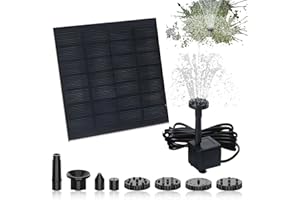 Anluomania Fontaine Solaire Extérieur 1.5W, Solaire Flottant Extérieur 200 L/H, Flottante Pompe Bassin Solaire avec 6 Buses, Fontaine Pompe Bassin Solaire, Pompe à eau solaire pour Jardin/Étang