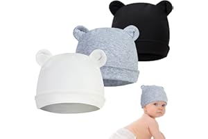 YSENSE SNUG Ysense 3 PCS 0-6 Mesi Cappellino Neonato Cappello del Bambino Ospedale Ragazza Cappello Autunno Inverno Nero Bianco Grigio