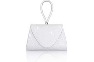 Larcenciel Sac à Main Femme Pailleté Argenté avec Chaîne, Sac Soirée Tendance, Chic Sacs Portés Main, Pochette Bandouliere Sacoche Cabas pour Soirée, Ceremonie, Mariage, Fete, Cocktail, 20x13.6x4cm