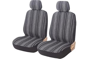 AUTOYOUTH Universal Auto Baja Saddle Blanket Bucket Seat Cover Weave Aztec Tribal Ethnic Navajo Print Stripe Car Seat Accessories for Car,Truck, Van, SUV - Airbag Compatible (Front SEAT Cover-Gray)