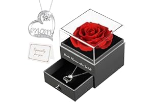‎MIOFULA Muttertagsgeschenk, Ewige Rose Geschenke für Mama Geschenk Muttertag, Handgefertigte Echte Rosen mit Splitter Halskette, Muttertagsgeschenke für Mama, Geburtstag Jubiläum Geschenke für Frauen Mama Oma