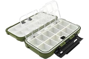 OriGlam Waterproof Fishing Tackle Box Organizer, 24 Compartments Double Layer Fishing Lure Boxes Hooks Storage Case Fishing Accessories Box Containers (Green)