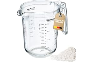 Westmark Recipiente de medición con escalas multilingües y diferentes unidades de medida, Capacidad: 1 litro, Plástico, Gerda, Transparente, 30682270