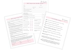LASHICORN B12 Injection Intake, Consent, and Aftercare Form | 75 Pack | 8.5 x 11" A1 Forms | Clients Signature | Client Forms Bundle | White and Pink Design
