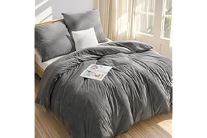 PanxHome Set Copripiumino in Velluto Cristallo 3 Pezzi per Autunno/Inverno, Caldo & Morbido, 1 Copripiumino 200x220 cm + 2 Federe 80x80 cm, Delicato sulla Pelle, Senza Pieghe, Lavabile in Lavatrice