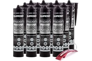 Quiadsa Fija Plus Turbo Polimero 290ml + Llavero Bricolemar de Regalo (12 x 290ml - Negro)