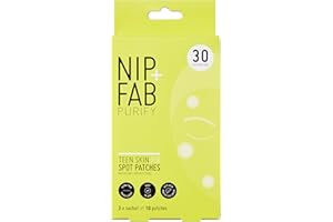‎NIP+FAB Nip+Fab Teen Skin Spot Patches, 30 Patches, Perfect for Blemish-Prone Teenage Skin, Anti-Spots with Salicylic Acid, Witch Hazel and Wasabi Extract, Face Skin Exfoliating, Calming