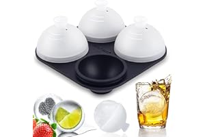 HONYAO Silikonowa forma do kostek lodu z pokrywką, okrągła forma do lodu, nie zawiera BPA, składana, zabezpieczona przed wyciekiem, duża forma do kostek lodu 6 cm