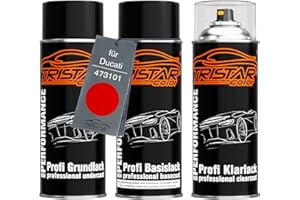 TRISTARcolor Vernice per moto Kit bombolette spray per Ducati 473101 Anniversary Red vernice di fondo vernice di base vernice trasparente bomboletta a spruzzo 400ml