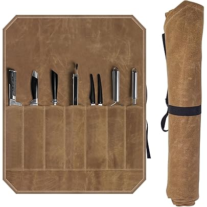 QCWN Borsa arrotolabile in tela cerata per coltelli da chef, resistente