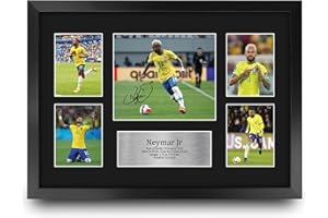 HWC Trading FR A3 Neymar Jr Brazil Affichage de photos autographes signés de souvenirs imprimés pour les fans de football et les supporters - A3 Encadré