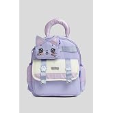 Veibag Bimboo Kız &Ccedil;ocuk Anaokulu ve Kreş &Ccedil;antası, Sevimli Kedi Detaylı, 3 B&ouml;lmeli, Su Şişesi Cepli ve Ergonomik Sırt &Ccedil;antası