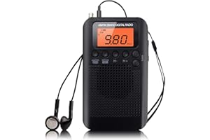BENSS Pocket Radio Mini Tragbares Radio AM FM Digitales Radio Stereo Radio mit Kopfhörer Eingebauten Lautsprechern Musik Player Wecker und Timer, Persönlich, Ideal für Joggen (Schwarz)