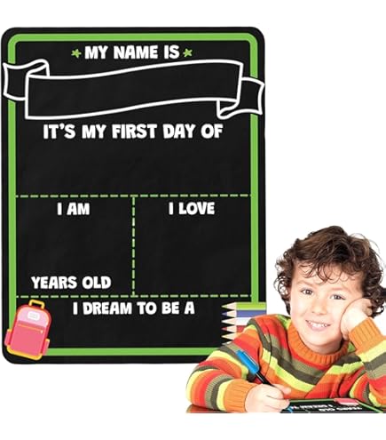 Panneau Premier Jour D'école En Bois - 20x27,5 Cm - Surface Effaçable - Avec 2 Supports - Pour Photos Souvenirs
