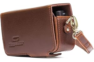 MegaGear Skórzane etui na aparat z paskiem do Sony Cyber-shot DSC-RX100 VII, ZV-1, DSC-RX100 VI, DSC-RX100 V, DSC-RX100 IV, DSC-RX100 III, DSC-RX100 II - ciemnobrązowe