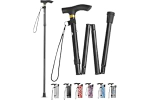 HATAF® Walking Stick, Folding Walking Sticks for Women, Adjustable Folding Walking Sticks for Men, Mobility Aids walking stick rubber ends, Folding walking sticks for ladies