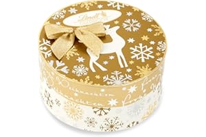 ‎LINDT Lindt Schokolade | Goldstücke Pralinés Rundschachtel | 140g | köstliche Schokoladenkugeln in den Sorten Bratapfel, Walnuss, Zimt & Koriander | Pralinen-Geschenk zu Weihnachten