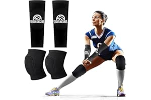 DMNQ 1 Paar Cool Night Black S Größe Knieschützer Volleyball und 1 Paar Schwarze Jugendgröße Armschoner Volleyball Damen Schwamm Antikollisions Volley-ball Armschoner Knieschützer und Armschützer