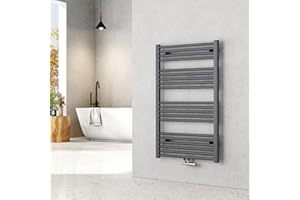 EMKE Badheizkörper Handtuchhalter 1000x600 mm, Handtuchheizkörper Mittelanschluss Handtuchwärmer Handtuchtrockner Heizkörper Bad Handtuchheizung Anthrazit 498W