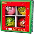 The Grinch Christmas Tree Decoration Dr Seuss Baubles Home Decor Hanging Seasonal Decoration Festive Item NEW (Pack Of 4 Baubles)