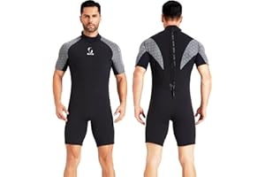 ZCCO Traje de Neopreno para Mujer Cremallera Trasera Traje de Neopreno Corto Hombres Traje de Neopreno de Manga Corta de 3 mm para Surf Natación Kayak Snorkel Piragüismo Buceo