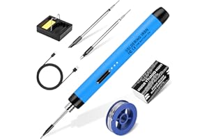 Zestaw do lutowania bezprzewodowego – USB lutownica z 3 stopniami regulacji temperatury 300℃-450℃, 3 groty lutownicze, stojak do lutownicy, drut lutowniczy, pasta lutownicza, zestaw KKMOL do naprawy