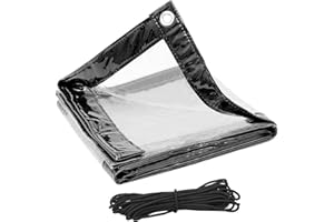 WOLTU Lona Transparente Impermeable Exterior 380g/m2 para Jardín Terraza con Ojales y Cuerdas Lona PVC contra el Viento a Prueba de Lluvia Polvo para Coche Mueble y Invernadero 2 x 4 m GZ1234tp18