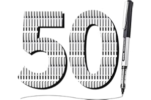 EYEYE Bolígrafos de punta redonda de 0.5 mm, tinta negra, Paquete de 50 Uds, punta extrafina, de secado rápido, Escritura Suave y Precisa, para Oficina,Empresa