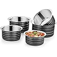 5 Piece Tope Set Stainless Steel Heavy Bottom 5Pc Pcs Patila Set 22 Gauge Heavy Cook and Serve Cookware Sets Pots Container Sets Bowl Sets (Size: 450 ML, 650 ML, 950 ML, 1400 ML, 1900 ML)(Color:Black)