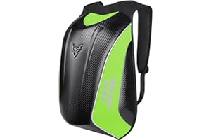 mjmoto 48L Moto Zaino Casco Borsa Impermeabile In Fibra di Carbonio Moto Zaino Guscio Rigido Riflettente Moto Valigia