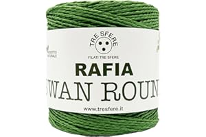 FILATI ITALIANI Rafia Swan Round 100% ecologica da 150g - 250 metri per le tue borse handmade estive o cappelli (-verde oliva - ROUND)