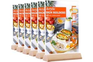 LELADY JEWELRY LELADY Soporte Metacrilato A5, 6 Unidades Acrílico Menu T, Soporte Sobremesa, Titular Cartel A5