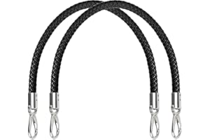 JESUSTREE Poignées de Sac à Main en PU Cuir, 2 Pièces 50cm Anse de Sac Remplacement avec Boucles pour Fabriquez des Sacs Fourre Tout des Sacs à Bandoulière et du Bricolage (Noir)