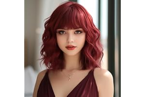 BERRYLION Wine Red Wigs for Women|Curly Wig for Daily Use|Wine Red Womens Wigs with Bangs
