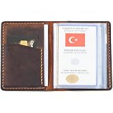Hi Leather Hakiki Deri Ara&ccedil; Ruhsat Kılıfı/Kabı Camel