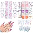 Nail Art Glitter Sequins,2Boxes 24Grids Iridescent Star Moon Butterfly Flower Heart Nail Flakes for Nail Art,Sequins Resin Fillers Nail Glitter for Nail Art Design Decorations DIY Crafts (Colorful A)