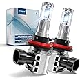 Sinoparcel H11 LED Headlight Bulb, H8 LED Fog Light Bulb, 400% Brighter 6500K Cool White Halogen Replacement for Low Beam Headlamp, with Cooling Fan, IP67, 2 Pcs