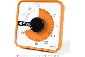 TWENTY5 SEVEN Countdown Timer 7.5 inch; 60 Minute 1 Hour Visual Timer Classroom Teaching Tool Office Meeting, Mechanical Countdown Clock for Kids Exam Time Management Magnetic, Orange, T001