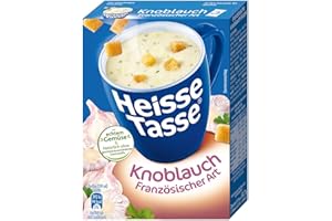 ERASCO HEISSE TASSE Heisse Tasse Französische Knoblauch-Suppe - In nur 2 Minuten fertig – Einfach heißes Wasser hinzufügen – Der perfekte Suppen-Snack (12er pack)