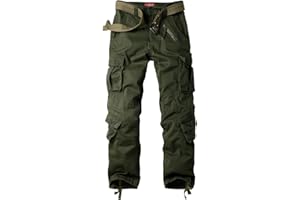 MUST WAY Women's Casual Trousers Camouflage Multi Pockets Cargo Trousers with 8 Pockets