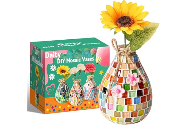 Daity mosaique enfant Kit de bricolage mosaïque cadeau fille de 6 à 12 ans, kit de bricolage,mosaïque adulte, filles de 6 à 12 ans, petit vase en (coloré)