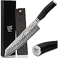 YOUSUNLONG Kiritsuke Chef Knife 10 Inch Japanese Danascus Steel Razor Sharp - Natural Leadwood Handle with Leather Sheath