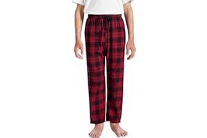 MoFiz Schlafanzughose Jungen Baumwolle Lang Pyjamahose Kinder Karierte Freizeithose Mädchen Weich Loungewear mit Taschen 8-18 Jahre
