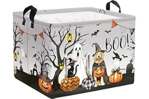 Clastyle Boo Halloween Storage Basket Kids Pumpkin Storage Box Boys Girls Toy Box Spooky Gift Hamper Basket for Party Decoration,Black,40x30x30 cm