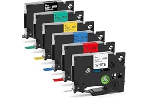 Nastro Wonfoucs Compatibile In sostituzione di Brother TZe 9mm TZe221 TZe421 TZe521 TZe621 TZe721 TZe325 Laminato Tape 9mm x 8m Usato per Etichette Brother P-touch H107B H110 H100LB H100R P300BT D210