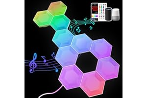 SNADER Smart LED Hexagon Sechseck Gaming Wandleuchte - Wi-Fi RGBIC Musik Sync Light Panel - Kompatibel mit Alexa und Google Assistant - App-Steuerung - DIY Kombinierbar - für Gaming und Deko,10 Panels