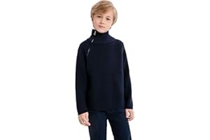 SMILING PINKER Boys Jumper Sweater High Neck Long Sleeves Winter Chunky Knit Pullover Diagonal Zipper Loose Knitwear