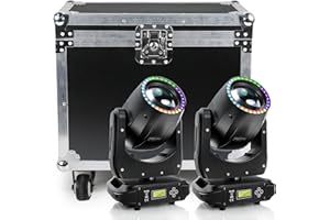 WZYBUTA Teste Mobili LED con Flight Case Luci Discoteca 150W RGBW Luci da Palcoscenico dmx512 15 Gobos 13 Colori per DJ Bar Festa Club Natale illuminazione palco