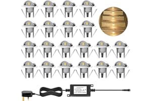CHNXU Pack of 20 x Led Deck Lights Eyelid Step Lights Recessed Outdoor Waterproof IP65 Low Voltage 12v 35mm Warm White Kit