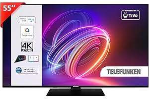 TELEFUNKEN 2025 Smart TV 55" Ultra HD TE55750B46I2PZ, TiVo TV LED 55 Pollici, Compatibile con Alexa e Google Assistant, DVB-I, Digitale DVB-T2, Dolby Vision, HDR10